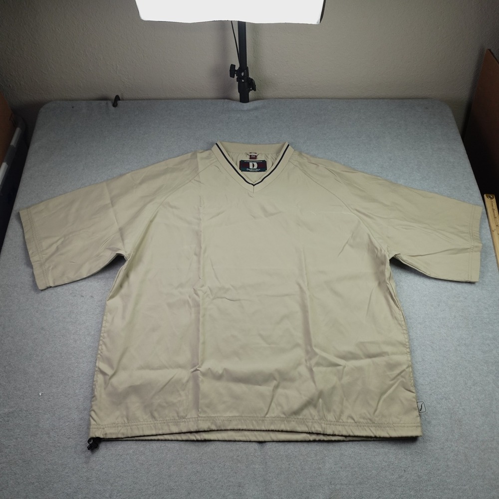 Dunbrooke Windshirt Mens XL Tan Golf Pullover Caddy Short Sleeve V-Neck